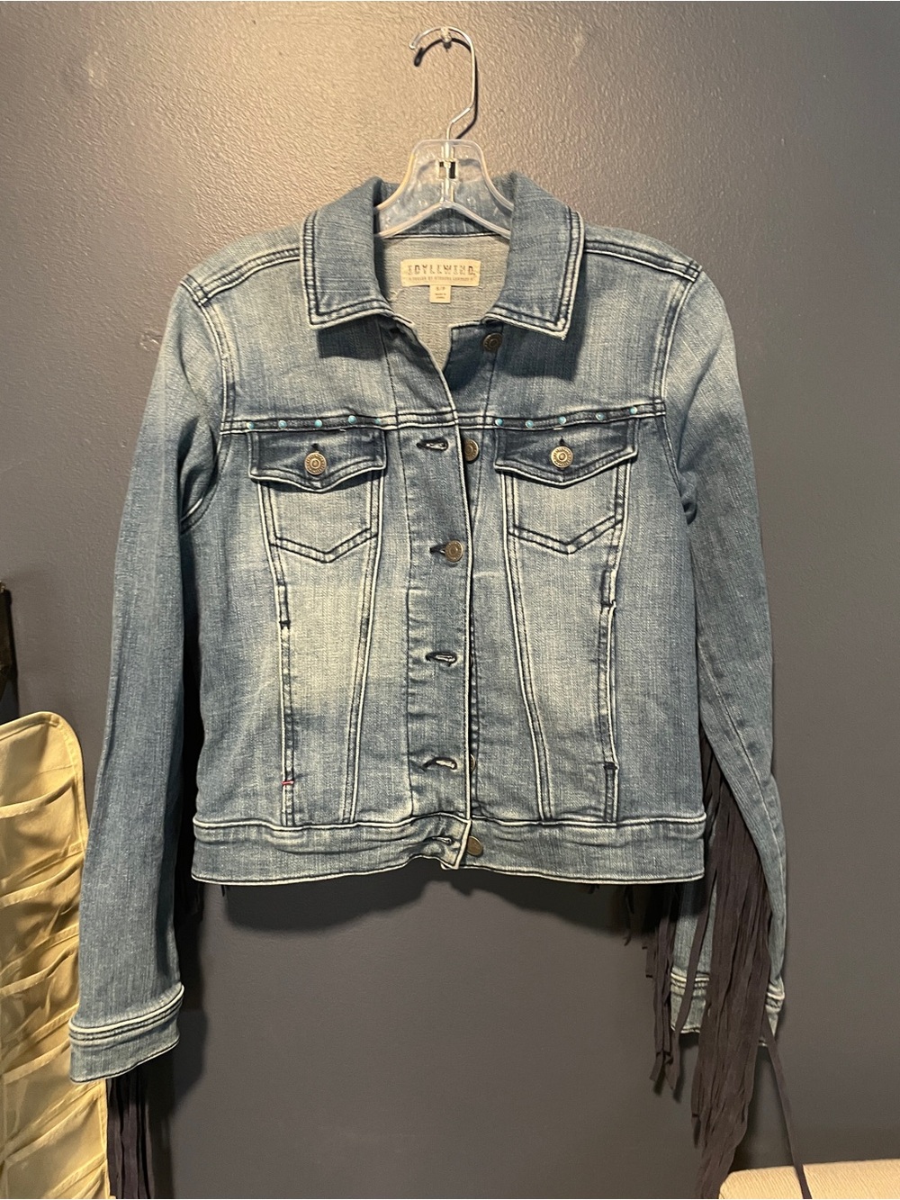 Idyllwind medium-wash Western denim fringe jacket, S